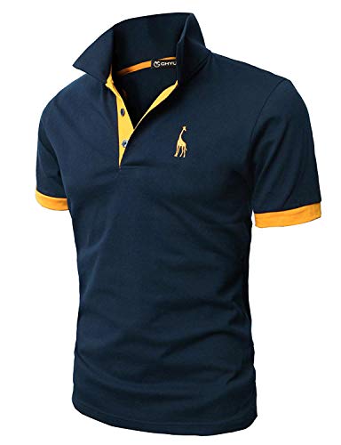 GHYUGR Poloshirt Herren Einfarbig Stickerei Kurzarm Polohemd S-XXL,Blau 1,XXL von GHYUGR