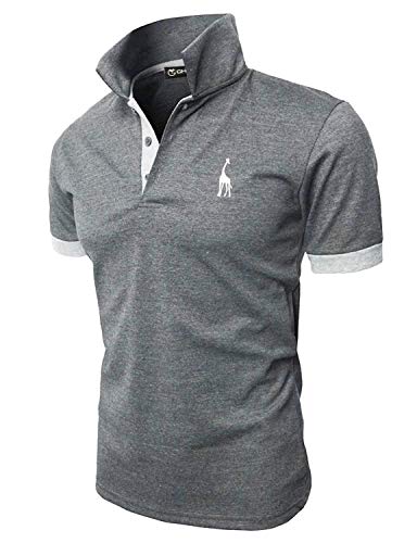 GHYUGR Poloshirt Herren Einfarbig Stickerei Kurzarm Polohemd S-XXL,Grau 1,M von GHYUGR