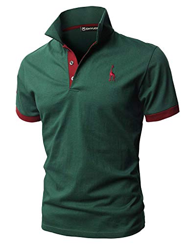 GHYUGR Poloshirt Herren Einfarbig Stickerei Kurzarm Polohemd S-XXL,Grün,L von GHYUGR