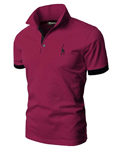 GHYUGR Poloshirt Herren Einfarbig Stickerei Kurzarm Polohemd S-XXL,Rot,L von GHYUGR