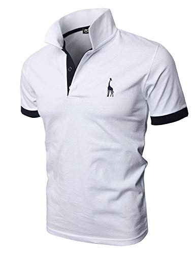 GHYUGR Poloshirt Herren Einfarbig Stickerei Kurzarm Polohemd S-XXL,Weiß,XXL von GHYUGR