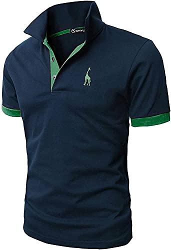 GHYUGR Poloshirt Herren Einfarbig Stickerei Kurzarm Polohemd S-XXL (XXXL, Blau 3+Grün) von GHYUGR
