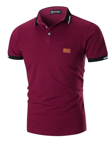 GHYUGR Poloshirts Herren Basic Kurzarm Baumwolle Polohemd Golf T-Shirt S-XXL,Rot,XXL von GHYUGR