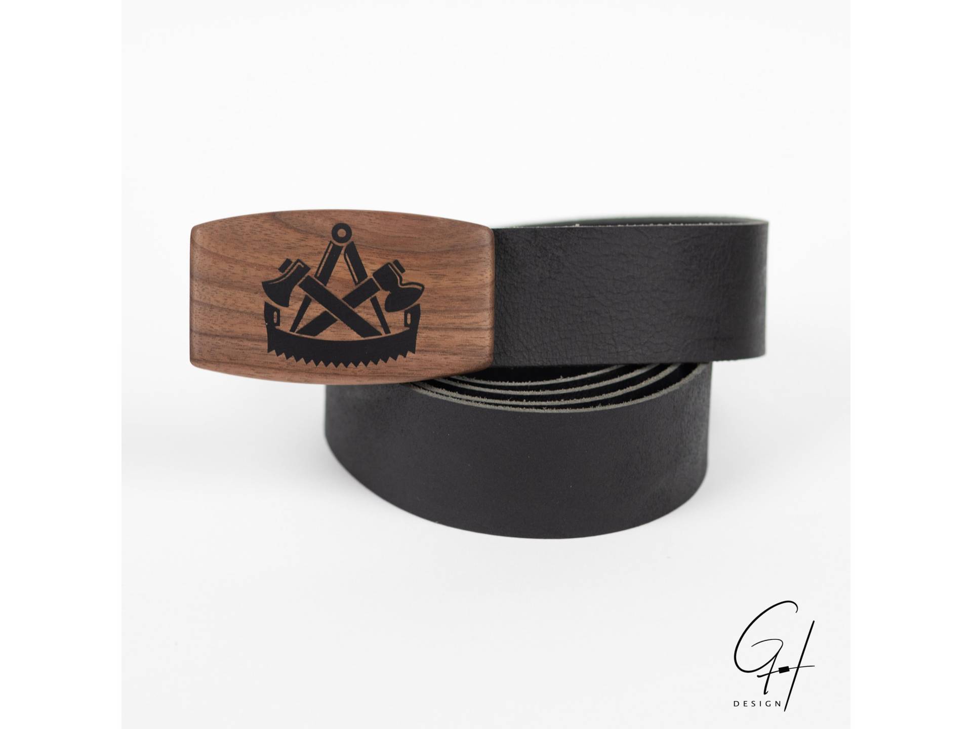 Leder Gürtel Mit Zunftzeichen Vom Zimmermann | Epoxidharz U Holzschnalle Echtleder Unikat Geschenk Für Handwerker Traditionsfreunde von GHdesignHofschwaiger