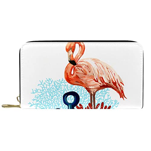 GIAPB Geldbörse für Herren,Damen Geldbörse,Herren Geldbörse,Clutch Geldbörse für Damen,Flamingo Anker und Korallen von GIAPB