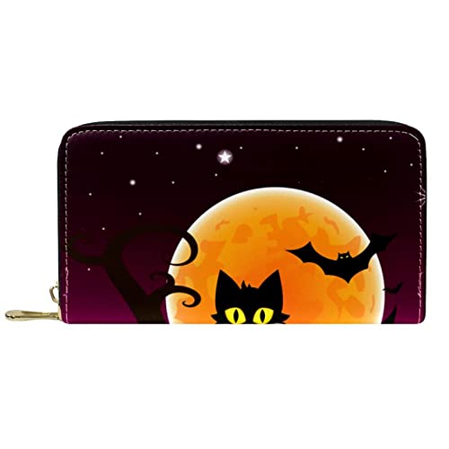 GIAPB Geldbörse für Herren,Damen Geldbörse,Herren Geldbörse,Clutch Geldbörse für Damen,Halloween Katzenmond von GIAPB