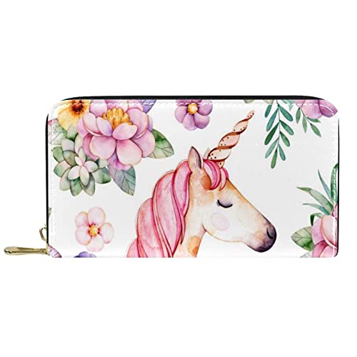 GIAPB Geldbörse für Herren,Damen Geldbörse,Herren Geldbörse,Clutch Geldbörse für Damen,Tierisches Einhorn mit Blumenmuster von GIAPB