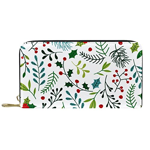 GIAPB Geldbörse für Herren,Damen Geldbörse,Herren Geldbörse,Clutch Geldbörse für Damen,Weihnachtsblumen und Blatt von GIAPB