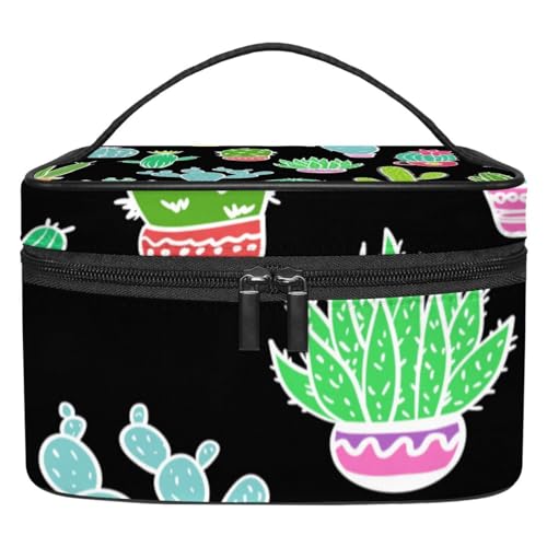 Kosmetik Reisetasche,Make up Organizer Tasche,Cartoon Sukkulenten Pflanzenmuster von GIAPB