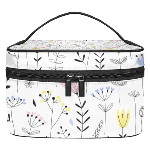 Kosmetik Reisetasche,Make up Organizer Tasche,Nahtloses Blumenblatt Pflanzenmuster von GIAPB