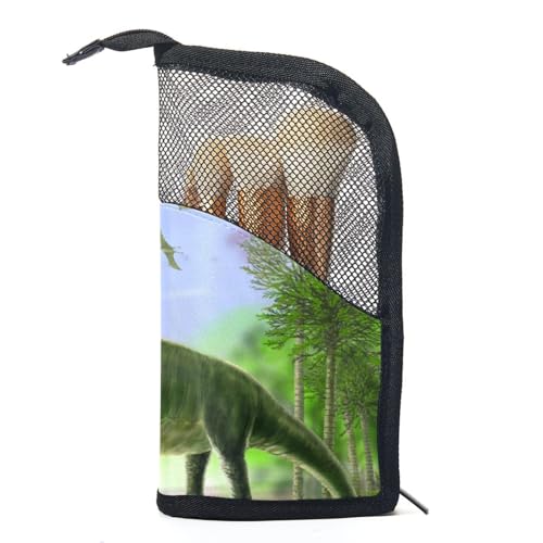 Kosmetik Reisetasche,Make up Organizer Tasche,Waldgrünes Dinosaurier Tierpflanzenmuster von GIAPB