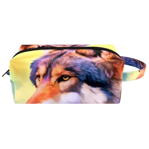 Kosmetik Reisetasche,Schminktaschen für Damen,Abstrakter Wolf Aquarell Hund von GIAPB