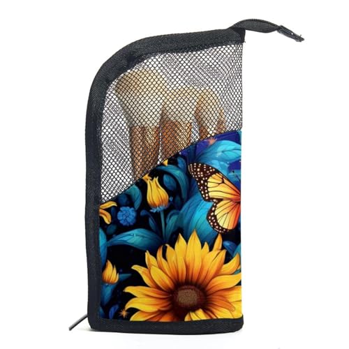 Kosmetik Reisetasche,Schminktaschen für Damen,Bunte Schmetterlings und Sonnenblumenillustration von GIAPB