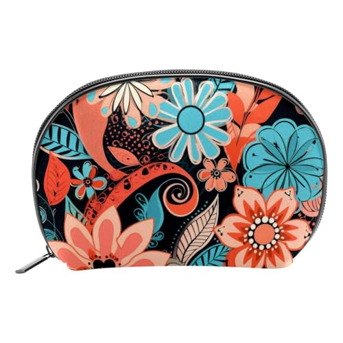 Kosmetik Reisetasche,Schminktaschen für Damen,Buntes Blumenkunst Blumenmuster von GIAPB