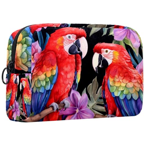 Kosmetik Reisetasche,Schminktaschen für Damen,Buntes Papageien Tiermuster von GIAPB