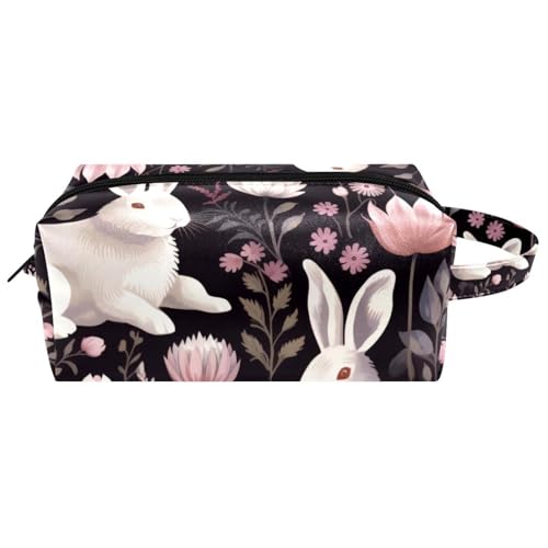 Kosmetik Reisetasche,Schminktaschen für Damen,Niedliches Kaninchen Tierblumenmuster von GIAPB