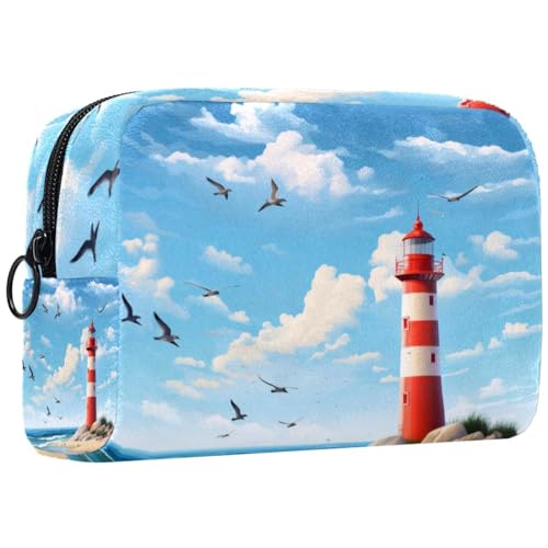 Kosmetik Reisetasche,Schminktaschen für Damen,Strand Leuchtturm Vogel Möwe von GIAPB