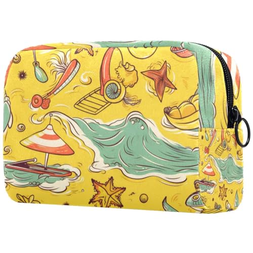 Kosmetik Reisetasche,Schminktaschen für Damen,Strand Reisen Cartoon Ozean von GIAPB