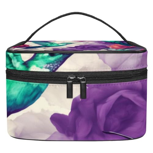 Kosmetik Reisetasche,Schminktaschen für Damen,Tiervogel buntes Blumenmuster von GIAPB