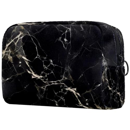 Kosmetik Reisetasche,Schminktaschen für Damen,schwarzer Marmorhintergrund von GIAPB