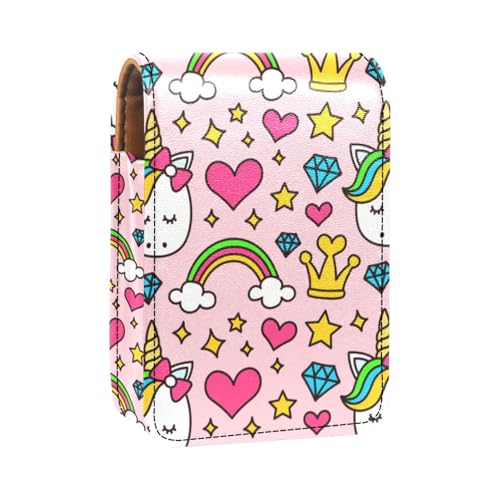 Make up Organizer,Make up Lippenstift Etui für draußen,Mini Tasche,Reise Kosmetiktasche,Nahtlose Bunte Cartoon Einhörner von GIAPB