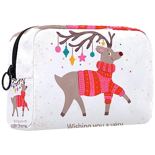 Make up Tasche,Kulturbeutel,Kosmetiktaschen für Damen,Frohe Weihnachten Hirsch von GIAPB