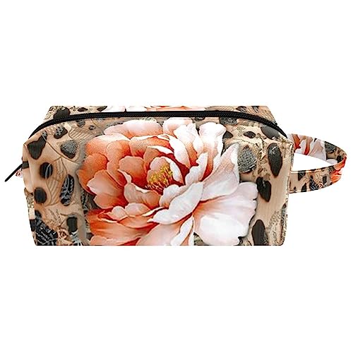 Make up Tasche,Kulturbeutel,Kosmetiktaschen für Damen,Rose mit Tier Leopardenmuster von GIAPB