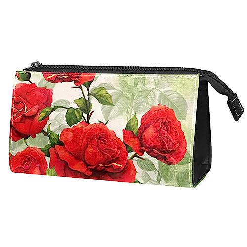 Make up Tasche,Reise Kulturbeutel für Frauen,kleine Make up Tasche,Willkommen und rote Blume von GIAPB