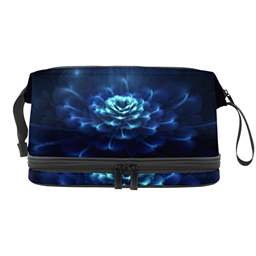 Make up Tasche für Damen,Kosmetiktasche,Reise Kulturbeutel,Abstrakte Blaue Blume von GIAPB