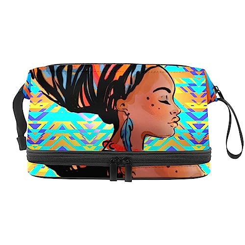 Make up Tasche für Damen,Kosmetiktasche,Reise Kulturbeutel,Afrikanische Stammesfrauenkunst von GIAPB