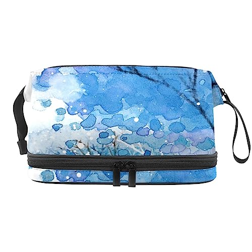 Make up Tasche für Damen,Kosmetiktasche,Reise Kulturbeutel,Aquarell Blauer Baum von GIAPB