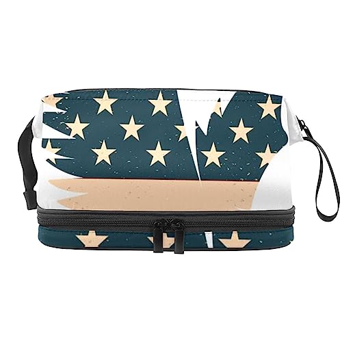 Make up Tasche für Damen,Kosmetiktasche,Reise Kulturbeutel,Tier und amerikanische Flagge von GIAPB