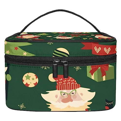 Make up Tasche für Damen,Kosmetiktasche,Reise Kulturbeutel,Weihnachts Weihnachtsmann Muster von GIAPB