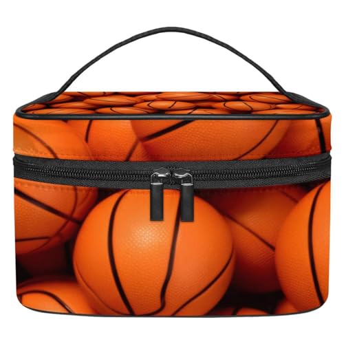 Make up Taschen für Damen,Kulturbeutel für Herren,Basketball nahtloses Muster von GIAPB