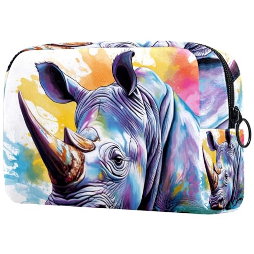 Make up Taschen für Damen,Kulturbeutel für Herren,Bunte Tier Nashorn Illustration von GIAPB