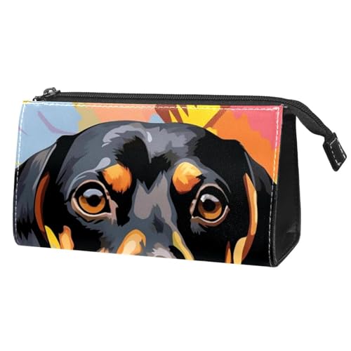 Make up Taschen für Damen,Kulturbeutel für Herren,Buntes Dackel Tier Hundemuster von GIAPB