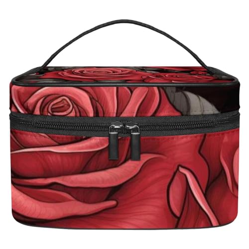 Make up Taschen für Damen,Kulturbeutel für Herren,Buntes Rosenblumen Kunstmuster von GIAPB