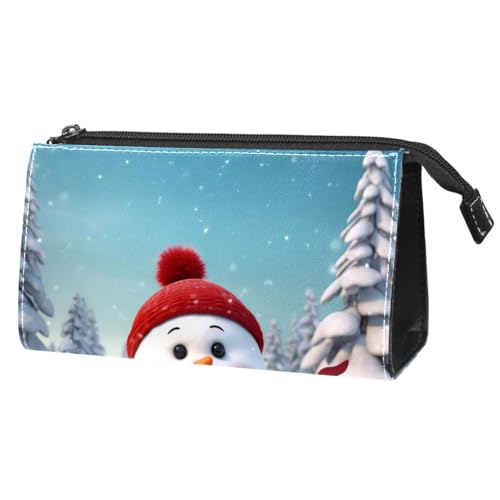 Make up Taschen für Damen,Kulturbeutel für Herren,Glücklicher Schneemann Winter Skifahren Hintergrund von GIAPB