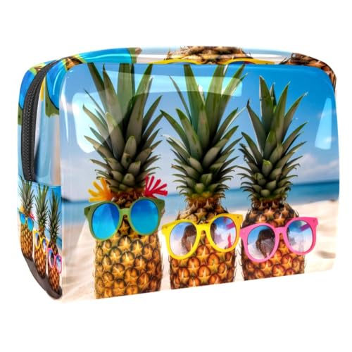 Make up Taschen für Damen,Kulturbeutel für Herren,Strand Meer lustig Ananas von GIAPB