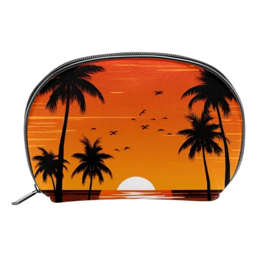 Make up Taschen für Damen,Kulturbeutel für Herren,Strand Palme Sonnenuntergang von GIAPB