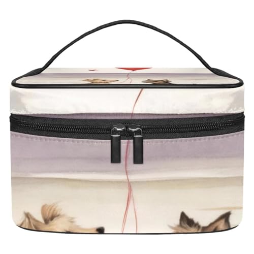 Make up Taschen für Damen,Kulturbeutel für Herren,Strandhund Liebesballon von GIAPB