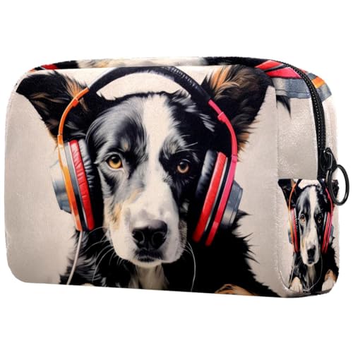 Make up Taschen für Damen,Kulturbeutel für Herren,schwarzer Schoßhund und Musik von GIAPB