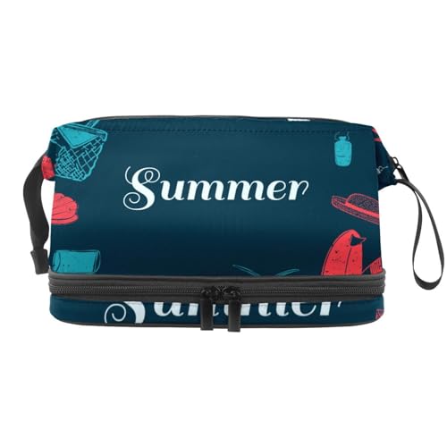 Reise Kosmetiktasche,Make up Taschen Organizer,Blaues Sommermuster von GIAPB