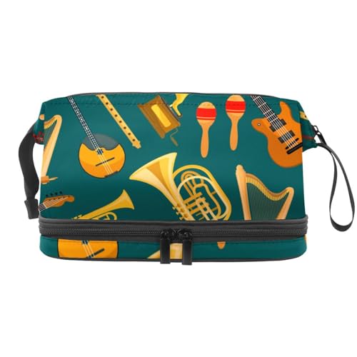 Reise Kosmetiktasche,Make up Taschen Organizer,Nahtloses Musikinstrument Gitarrenmuster von GIAPB