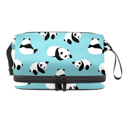 Reise Kosmetiktasche,Make up Taschen Organizer,Nahtloses Tier Panda Blaumuster von GIAPB