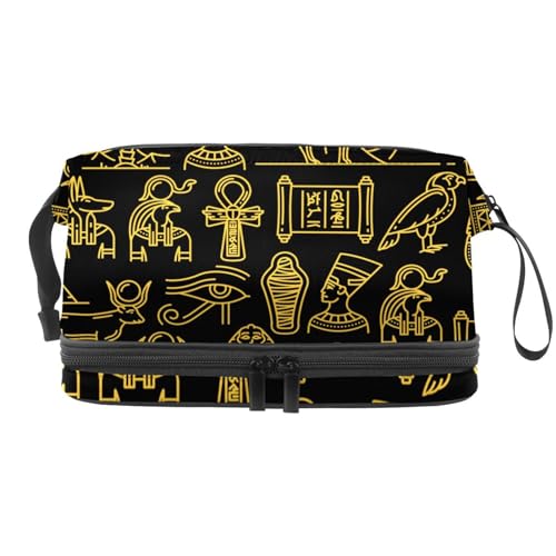 Reise Kosmetiktasche,Make up Taschen Organizer,Nahtloses goldenes Ägypten Kunstmuster von GIAPB