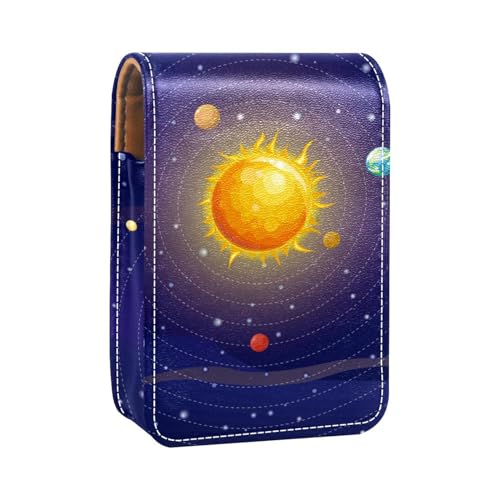 Reise Lippenstift Organizer Etui,Lippenstift Etui,tragbare Make up Tasche mit Spiegel,Cartoon Galaxie Planet von GIAPB