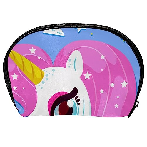 Reise Make up Tasche,Make up Organizer Tasche,Make up Taschen für Frauen,Einhorn Blauer Hintergrund von GIAPB