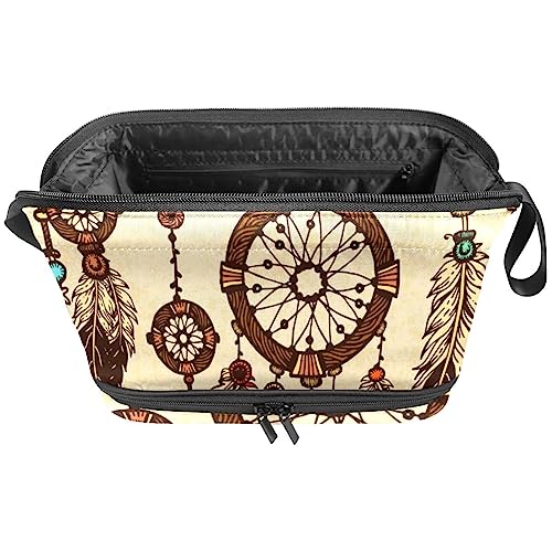 Reise Make up Tasche,Make up Organizer Tasche,Make up Taschen für Frauen,Stammes Bohemian Traumfänger Federn von GIAPB