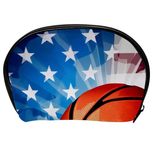 Reise Make up Tasche,Reise Kulturbeutel für Frauen,Basketball USA Flaggenmuster von GIAPB